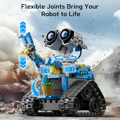 Mibido Robot Building Kit with Remote Control STEM Gifts for Kids Boys Ages 8-14, Technic Coding Robotic Toys for Teen‘s Birthday, Build 5in1 Models with 488 Pieces Mibido