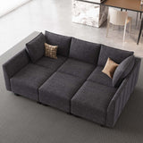 Belffin Modular Sectional Sofa Chenille Sleeper Sectional Couch with Storage Modular Sofa Bed for Living Room, 6 Sats, Dark Grey Belffin