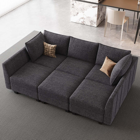 Belffin Modular Sectional Sofa Chenille Sleeper Sectional Couch with Storage Modular Sofa Bed for Living Room, 6 Sats, Dark Grey Belffin