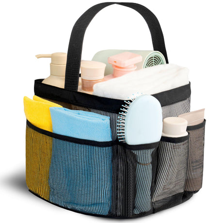 Mesh Shower Caddy Portable for College Dorm Room Essentials for Girls with 9 Pockets,Large-Capacity Shower Basket,Quick Dry Toiletry Tote Bag for Women,Outdoor Gym,Travel,Swim,Beach Camping Essentials Asisnt