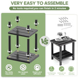 LEJANEOYE Outdoor Side Table, 2-Tier Small Outdoor Table for Patio, Adirondack Side Tables for Outside or Indoor, Bamboo End Table for Pool, Porch, Weather Resistant Easy Maintenance-Black LEJANEOYE