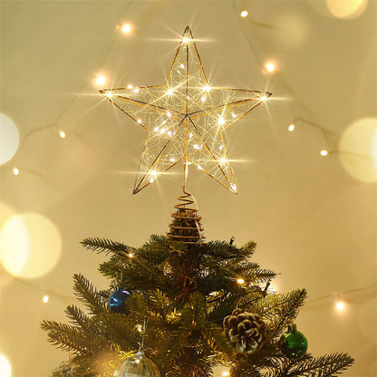 Rocinha Gold Christmas Tree Lighted Wire Topper with 30 LED Lights, 10 Inches