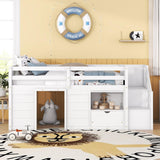 Harper & Bright Designs White Twin Size Low Loft Bed with Storage and Stairs for Kids Harper & Bright Designs