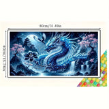 Fantasy Dragon 5D Diamond Painting Kits for Adults,Waterfall Landscape Diamond Mosaic Art,DIY Full Round Diamond Embroidery,Diamond Art Kits for Home Decor,Large size 31.5 x 15.7 inches,DIY Mosaic Art KUFWKEY