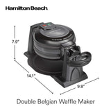 Hamilton Beach 26201 Belgian Waffle Maker with Removable Nonstick Plates, Double Flip, Makes 2 at Once, Black Hamilton Beach
