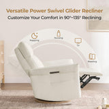 CHITA Power Recliner Chair, Electric Triple-Motor Swivel Glider Nursery Rocking Chair with Adjustable Power Headrest and Lumbar Support, GREENGARD Gold Certified, Solid Wood Base, Linen CHITA