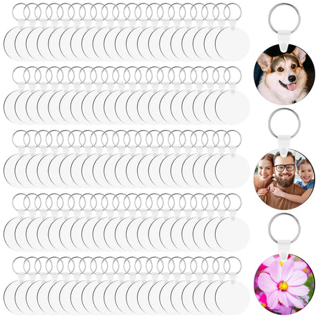 300 Pcs Sublimation Keychain Blanks Bulk Double Side Heat Transfer Sublimation MDF Blank Set with Keychain Rings & Jump Rings,Heat Transfer Keychain Blank Board for DIY Crafts(Round) Guiqulai