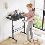 HOMIDEC Standing Desk, 32 Inch Portable Small Desk Adjustable Height, Rolling Home Office Desks with Wheels, Sit Stand Desk for Bedroom Walking Pad Home Office Small Space, Black HOMIDEC