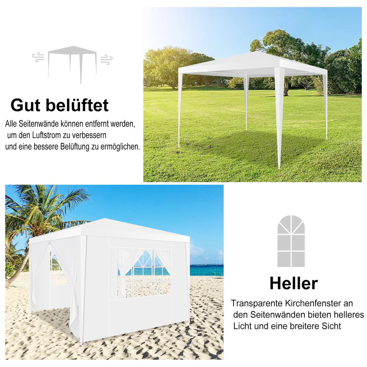 HOTEEL Canopy Tent 10x10, Outdoor Canopy Tent for Parties, Patio Gazebo Shelter with 4 Removable Sidewalls, Waterproof for BBQ, Wedding Events Hoteel