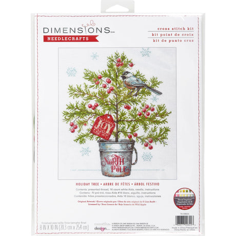 Dimensions 70-09624 Christmas Tree Holiday Counted Cross Stitch Kit, 8" x 10", 16 Cnt. White Aida, 4 Pieces Dimensions