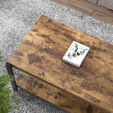 EXCEFUR Modern Coffee Table, Industrial Wood and Metal Center Table, Cocktail Tea Tables for Living Room, Rustic Brown EXCEFUR