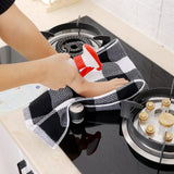 Homaxy 100% Cotton Waffle Weave Check Plaid Kitchen Towels, 13 x 28 Inches, Super Soft and Absorbent Dish Towels for Drying Dishes, 4-Pack, White & Black Homaxy