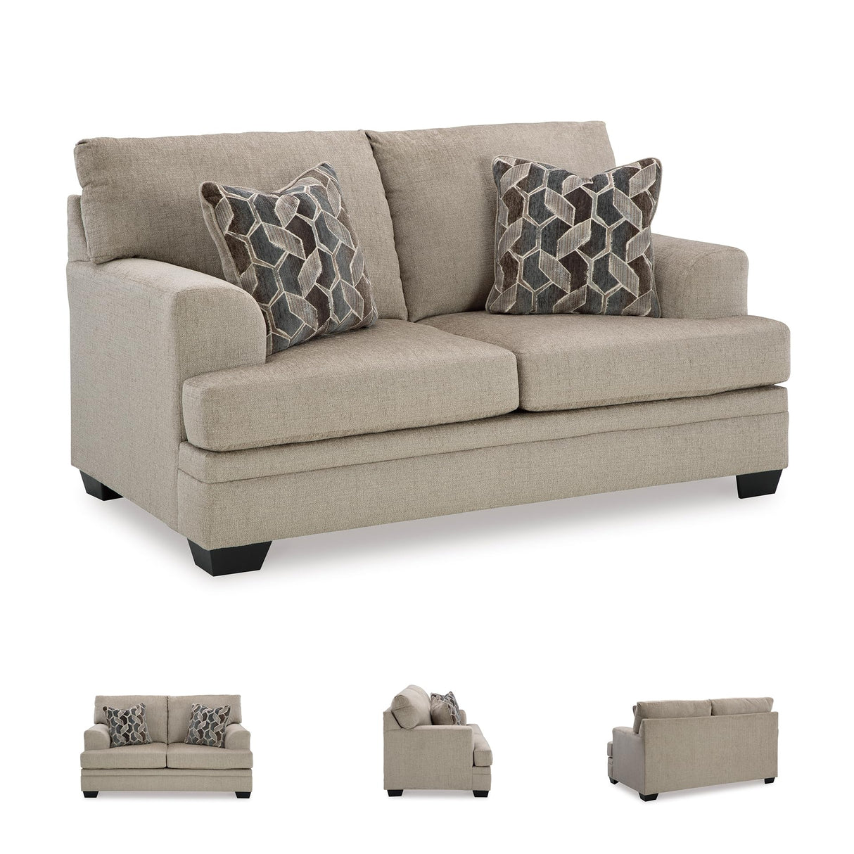 Signature Design by Ashley Stonemeade Casual Loveseat with 2 Toss Pillows, Light Brown Signature Design by Ashley
