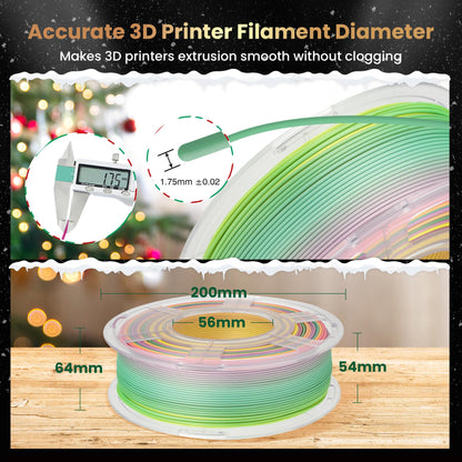 SUNLU Silk Rainbow Filament PLA+, Multicolor Shiny 3D Printer Filament, Fast Color Change, Color Change Each 8 Meters, Glossy Surface, 330 Meters, 1kg, Silk Rainbow (Yellow-Green-Blue-Pink) - WoodArtSupply