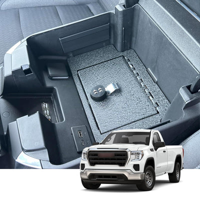 Center Console Safe Vault - KEREN Console Gun Safe Box Compatible with Chevy Silverado 1500 2023-2025, GMC Sierra 1500 2023-2025 and GMC 2500 2023-2025, 4-Digit Combination Lock