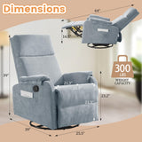 Korser Recliner Chairs, Swivel Rocking Recliner Chair for Adults, Glider Rocking Chair, Small Nursery Chair Recliner for Living Room, Reclining with Modern-Designed Armrests, Chenille, Blue Korser