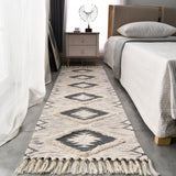 Boho Runner Rug 2'x6', Washable Hallway Rug Runner Non Slip Rubber Backed, Kitchen Farmhouse Area Rug Floor Mat with Tassels, Tufted Woven Cotton Entryway Carpet, Grey DXGJOKR