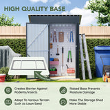 Grovellis 3x5 FT Outdoor Metal Storage Shed with Floor Frame, Single Door, 1 Clear Window, Tool Shed for Garden, Patio, Backyard Grovellis