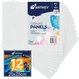 Artkey Canvases for Painting 8x10 Inch 12-Pack, 10 oz Primed 100% Cotton White Blank Canvas Boards for Painting, Art Supplies Paint Canvas Panels for Acrylic Oil Watercolor Tempera Paints Artkey