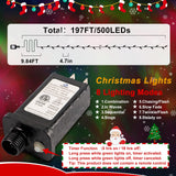 197FT 500 LED Christmas String Lights Outdoor with 8 Modes Timer Memory Function Waterproof Fairy Lights Plug in for Party Xmas Tree Yard Wedding Outside Indoor Decorations(Cold White) SAUIRS