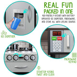 Lil' Jumbl Kids Kitchen Set, Pretend Wooden Play Kitchen, Battery Operated Icemaker & Microwave with Realistic Sound, Pots & Pan Included - Charcoal Lil' Jumbl