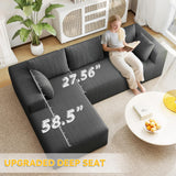 Mvpipi L-Shaped Boneless Couches for Living Room, Cloud Couch with Oversized Chaise, Modular Sectional Sofa w/Deep Seat, Corduroy Comfy Sofa, Couches for Bedroom & Apartment, No Assembly, Grey Mvpipi
