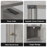 Fameill Nightstands Set of 2, Night Stand with Charging Station, Bed Side Table with Storage Cabinet, Farmhouse End Table for Living Room with USB Ports and Outlets, Gray Fameill