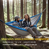 Camping Hammocks, Double & Single Hammock with Tree Straps,Portable Lightweight Parachute Nylon Camping Gear for Outside Hiking Beach Backpack Survival Travel- Up to 500lbs Ovyuzhen