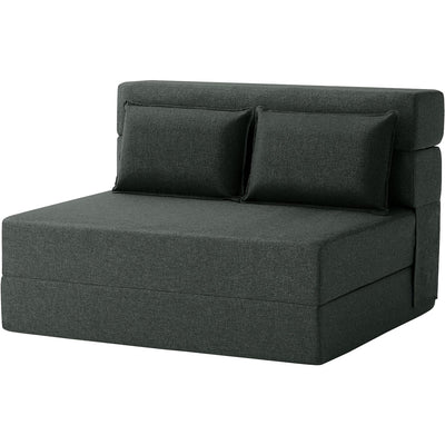 FILUXE Convertible Folding Sofa Bed - Sleeper Chair with Pillow, Modern Linen Fabric Floor & Futon Couch, Foldable Mattress for Living Room/Dorm/Guest/Home Office/Apartment, Standard Size, Dark Gray