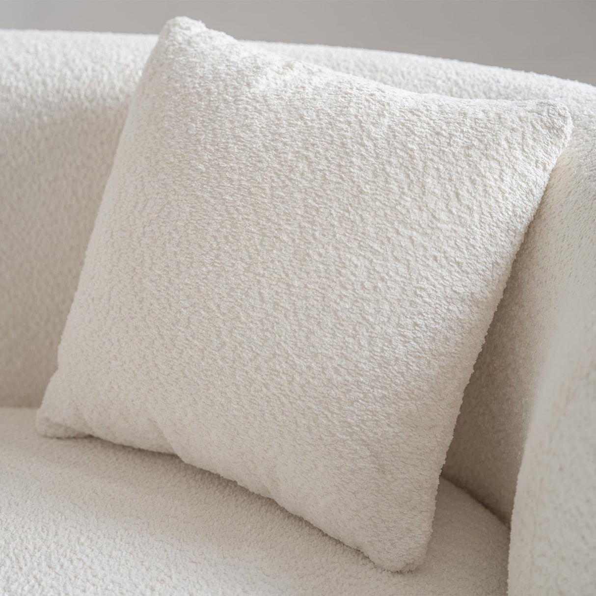 Acanva Modern Curved Sectional Living Room Couch, Minimalist Comfy Boucle Fabric Modular Sofa for Apartment, Home Office, 114" W Right Hand Facing, White Acanva