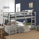 Walker Edison Alexander Classic Solid Wood Stackable Jr Twin over Twin Bunk Bed, Twin over Twin, Grey Walker Edison