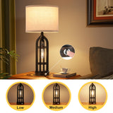 Table Lamp for Living Room - Lamps Set of 2 with USB C+A & Outlet, 3-Way Dimmable Farmhouse Lamps for Night Stands, Rustic Bedside Lamp for End Tables, Industrial Nightstand Lamps for Bedroom Seealle