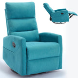 EZZUP 360° Swivel Recliner Chairs for Small Spaces, A Recliner with Side Pockets, Small Rocker Recliner for Living Room, Bedroom, Sky Blue Recliner Chair for Adults EZZUP
