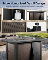 HUMMUH 5-Piece Patio Furniture Set with Fire Pit,Wicker Outdoor Swivel Rocker Chairs Patio Sofa for Backyard,Poolside,Deck HUMMUH