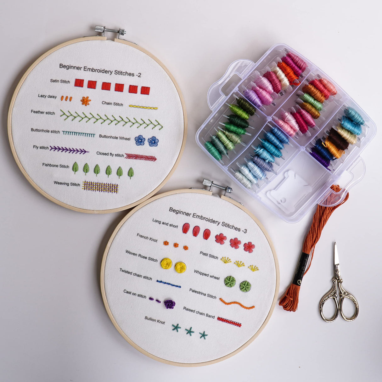 Beginners Embroidery Practice kit 3 Sets to Learn 30 Different Stitches for Craft Lover Hand Stitch with Embroidery Fabric with Skill Techniques Bonroy