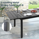 PHI VILLA 9 Piece Outdoor Patio Dining Set, 8 Swivel Outdoor Padded Chairs and 1 Extendable Large Patio Table, Outdoor Furniture Table and Chair Set for 6-8 Person (Blue) PHI VILLA