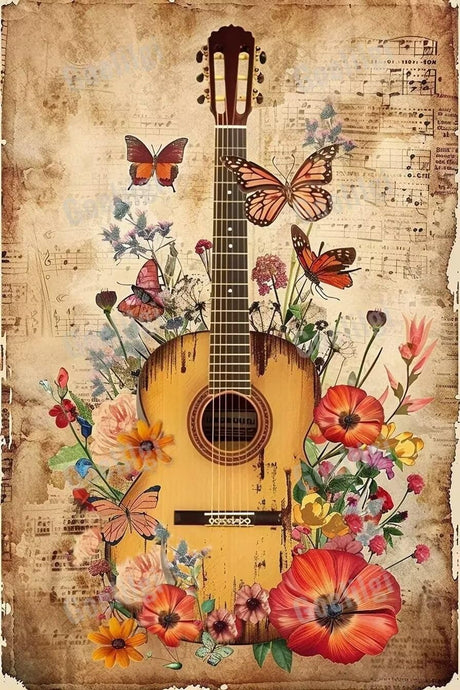 Goelilgi Diamond Painting Music Guitar Garden Creative Diamond Painting,Adult 5d Colorful Painting Kits,Challenging Process - Room Decor Classroom Decor 12X16 inch Crystal Cross Stitch Goelilgi