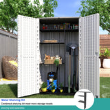 KINYING Outdoor Storage Cabinet Waterproof, Resin Vertical Outdoor Storage Shed for Patio Furniture, Garden Tools, Pool Accessories, Mower Storage (66 Cu.ft, Off White) KINYING