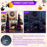 Pop up Christmas Tree for Indoor Decoration,5FT Pre-lit Mini Halloween Tree with 60 Lights,Black Artificial Pencil Tree Collapsible Tinsel Lighted up Christmas Tree luxfcup