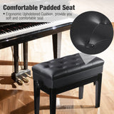 AW Adjustable Height Piano Bench Stool PU Leather Wooden Keyboard Seat with Music Storage Weight Capacity 400lbs Black AW