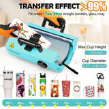 11-30 OZ Tumbler Heat Press Machine, Mug Heat Press DIY Sublimation for 11OZ 16OZ 20OZ Skinny Tumblers Glass/Ceramic/Aluminium Mug Coffee Cup 2.87-3.42in,Blue Cup Press with 20 Heat Papers/Tape/Gloves Whubefy