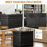 Reception Desk with Storage Shelves and Drawer, L-Shaped Modern Front Desk with Power Outlet, Reception Counter Table for Checkout, Lobby, Beauty Salon GatherHome