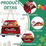 Suzile 43 Pcs Interchangeable Christmas Welcome Sign for Front Door Farmhouse Truck Porch Hanging Decor with 42 Interchangeable Seasonal Sign Wooden Wall Outdoor Christmas Thanksgiving Ornament(Red) Suzile