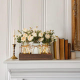 DUOER 3 Pcs Mason Jar Centerpiece Table Decorations for Dining Table Decor Farmhouse Coffee Table Decor with Wood Tray and Led Light Table Centerpieces for Dining room Kitchen Living Bathroom,White DUOER