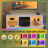 WLIVE LED TV Stand for 65 Inch TV, Modern Entertainment Center with Adjustable Glass Shelves & Customizable LED Lights, Sturdy Media Console for Living Room, Bedroom,Gaming (White) WLIVE