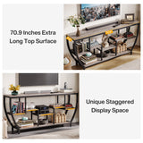 Tribesigns TV Stand for Televisions up to 80 Inches, 70.9 Inches Entertainment Center with Storage Shelves, Wood TV Media Console Table Unit for Living Room, Bedroom, Grey Tribesigns