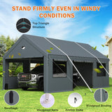 Carports 20X20 Heavy Duty，2 Car Carport with Side Doors，Extra Large Outdoor Carport Canopy，Portable Car Port Garage All Weather Sannwsg