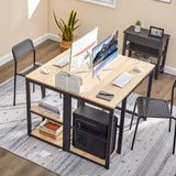 SINPAID Computer Desk 40 inches with 2-Tier Shelves Sturdy Home Office Desk with Large Storage Space Modern Gaming Desk Study Writing Laptop Table, OAK SINPAID