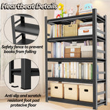 BEESTMUEBLE 5 Tiers Book Shelf, 48 Wide Bookcase,Metal Black Bookshelves, Living Room Shelves, Open Shelf Bookcase with Fences, Book Shelves for Bedroom/Office/Study, 47.2" W*23.6" D*72" H BEESTMUEBLE