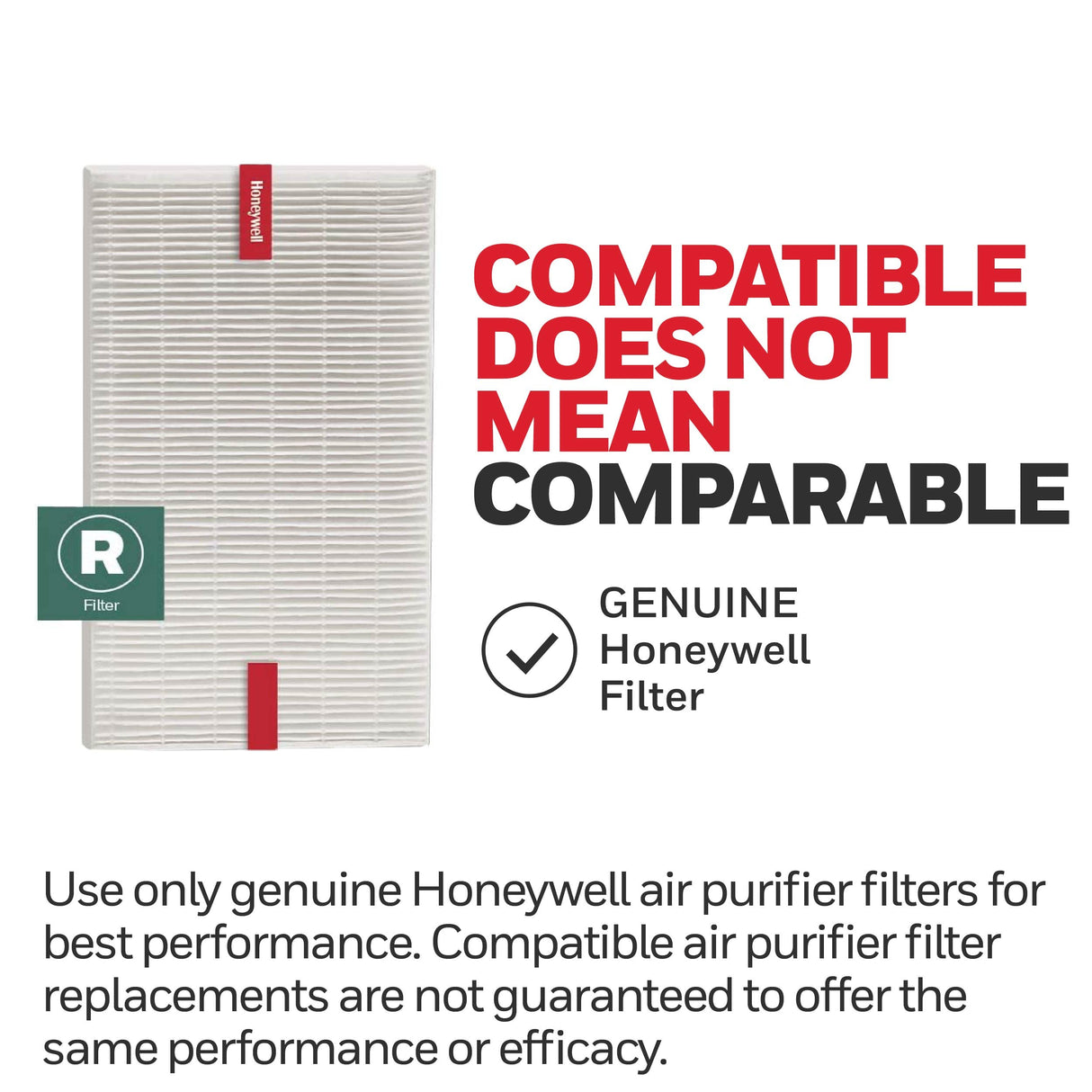 Honeywell HEPA Air Purifier Filter R, 1-Pack for HPA 100/200/300 and 5000 Series - Airborne Allergen Air Filter Targets Wildfire/Smoke, Pollen, Pet Dander, and Dust Honeywell